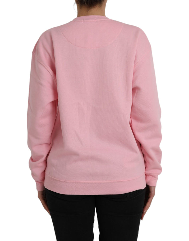 Philippe Model Pink Cotton Logo Print Long Sleeve Pullover Sweater