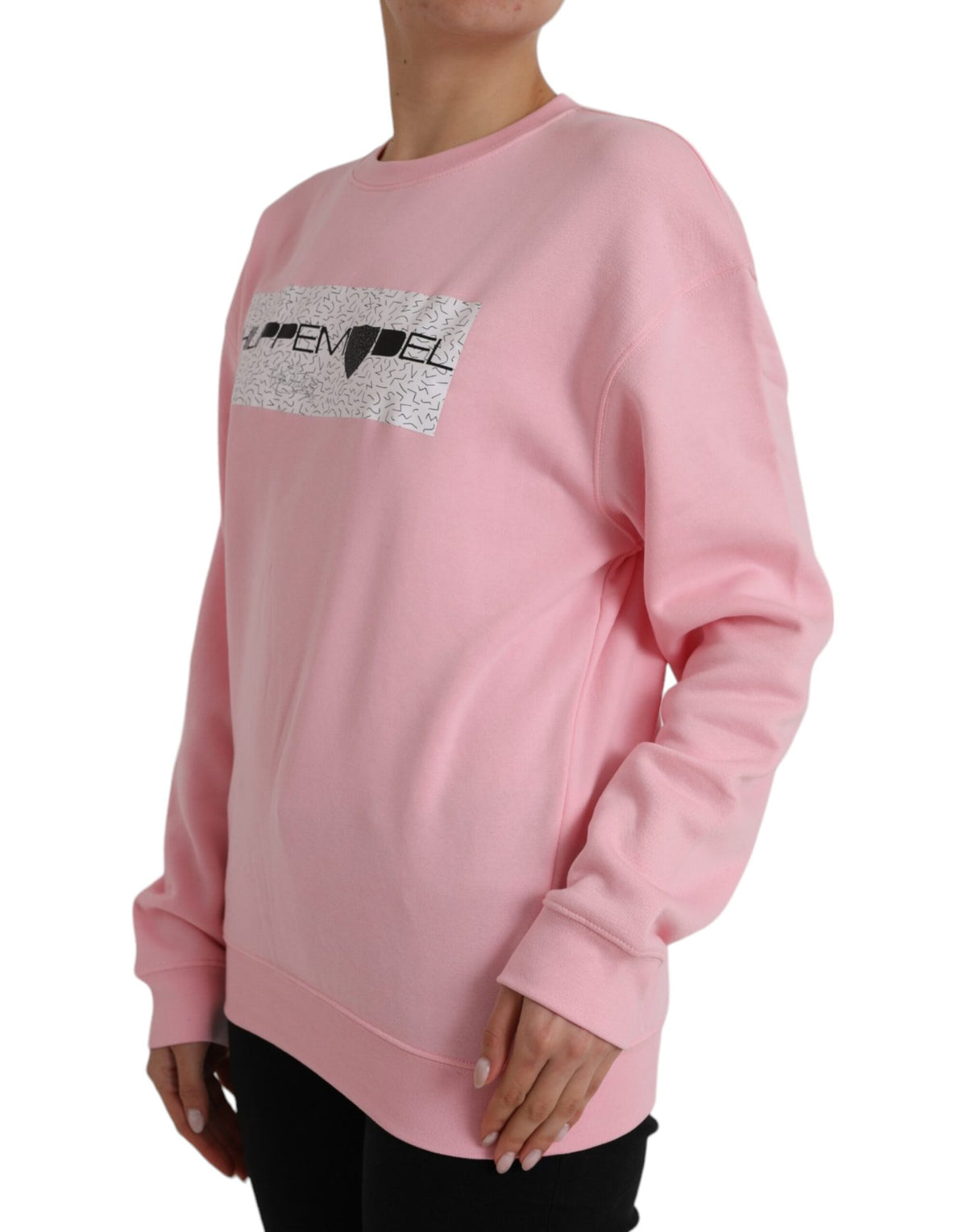 Philippe Model Pull en Coton Rose à Manches Longues avec Logo