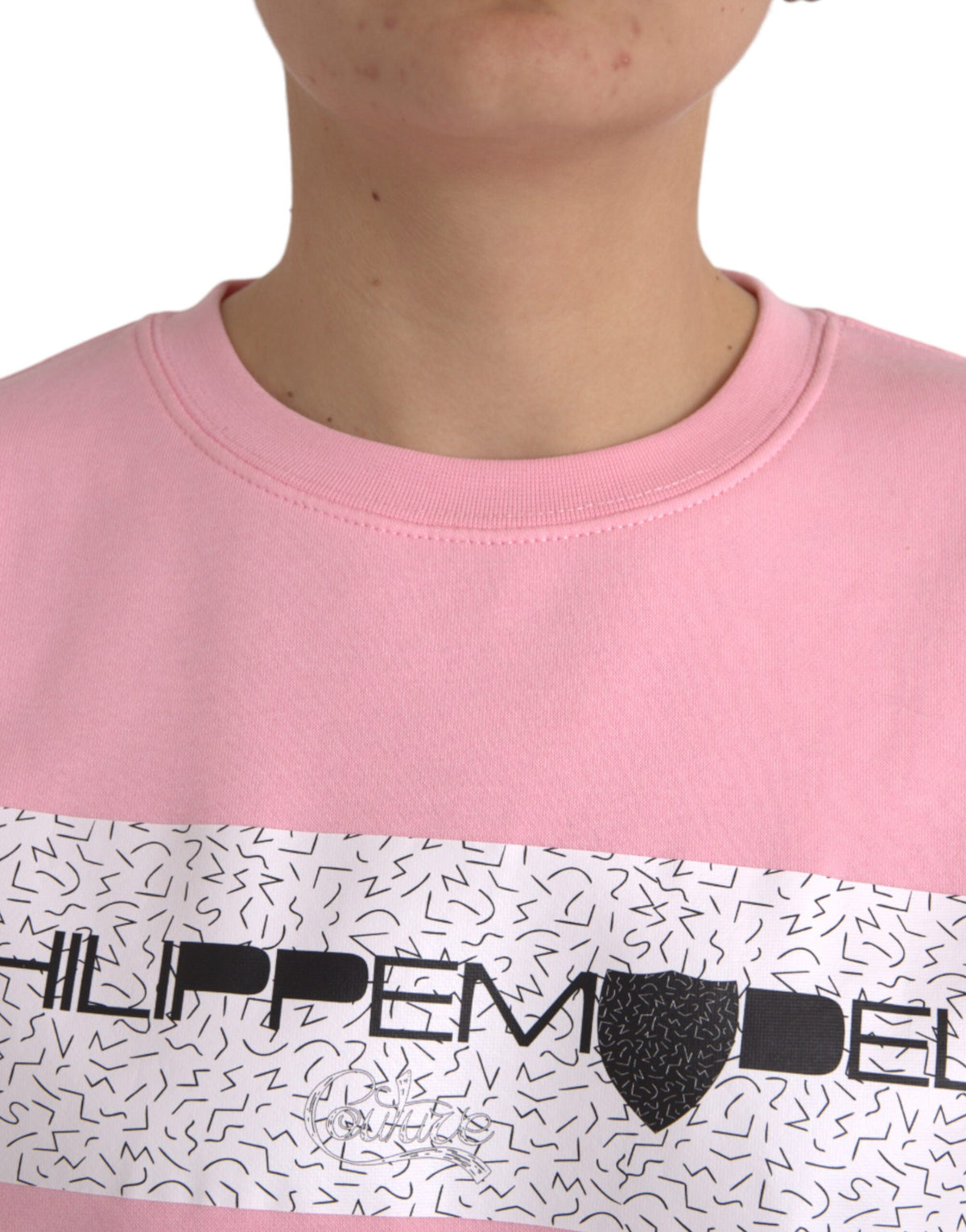Philippe Model Pull en Coton Rose à Manches Longues avec Logo