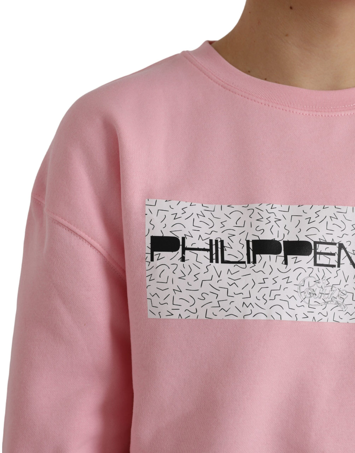 Philippe Model Pull en Coton Rose à Manches Longues avec Logo