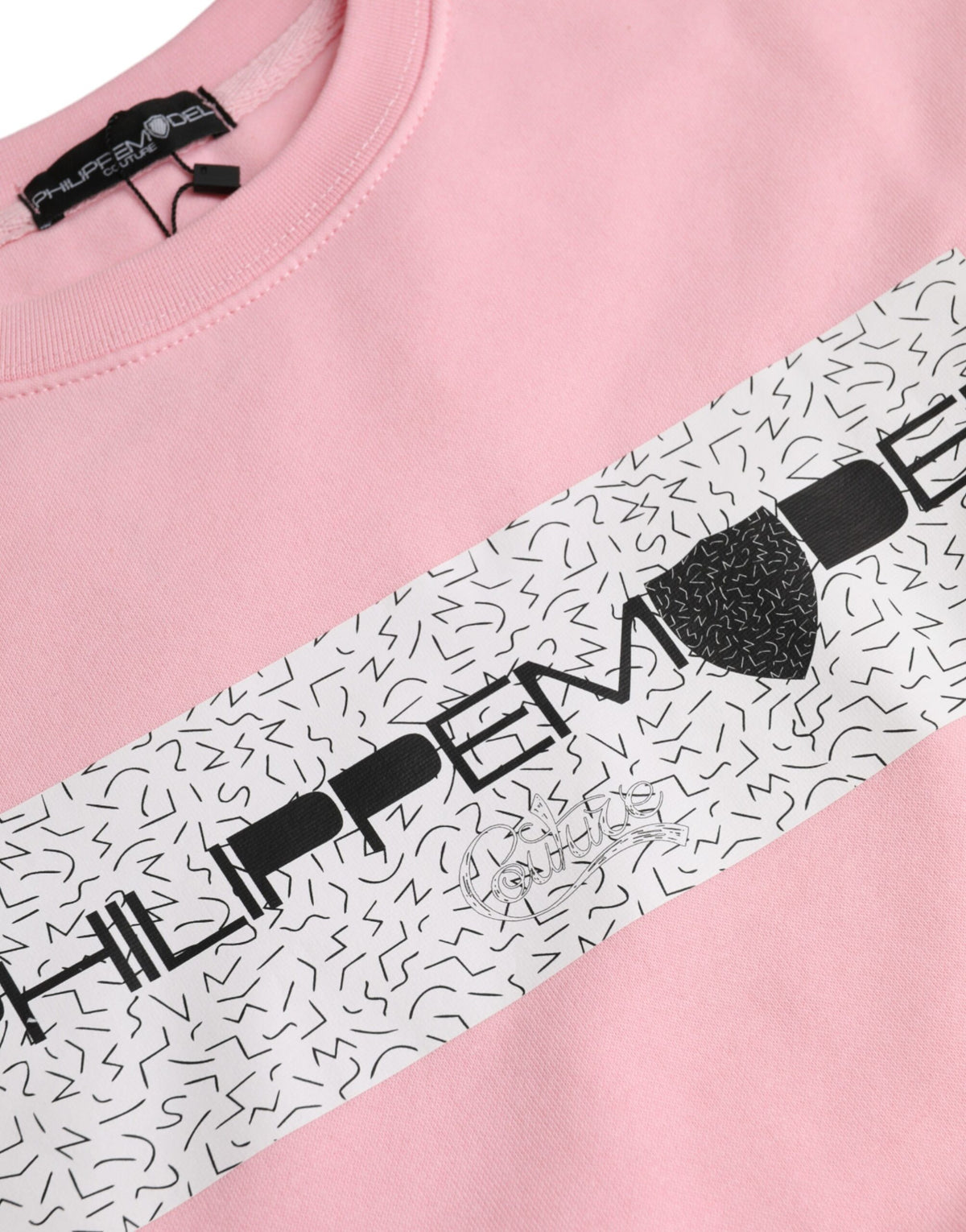 Philippe Model Pull en Coton Rose à Manches Longues avec Logo