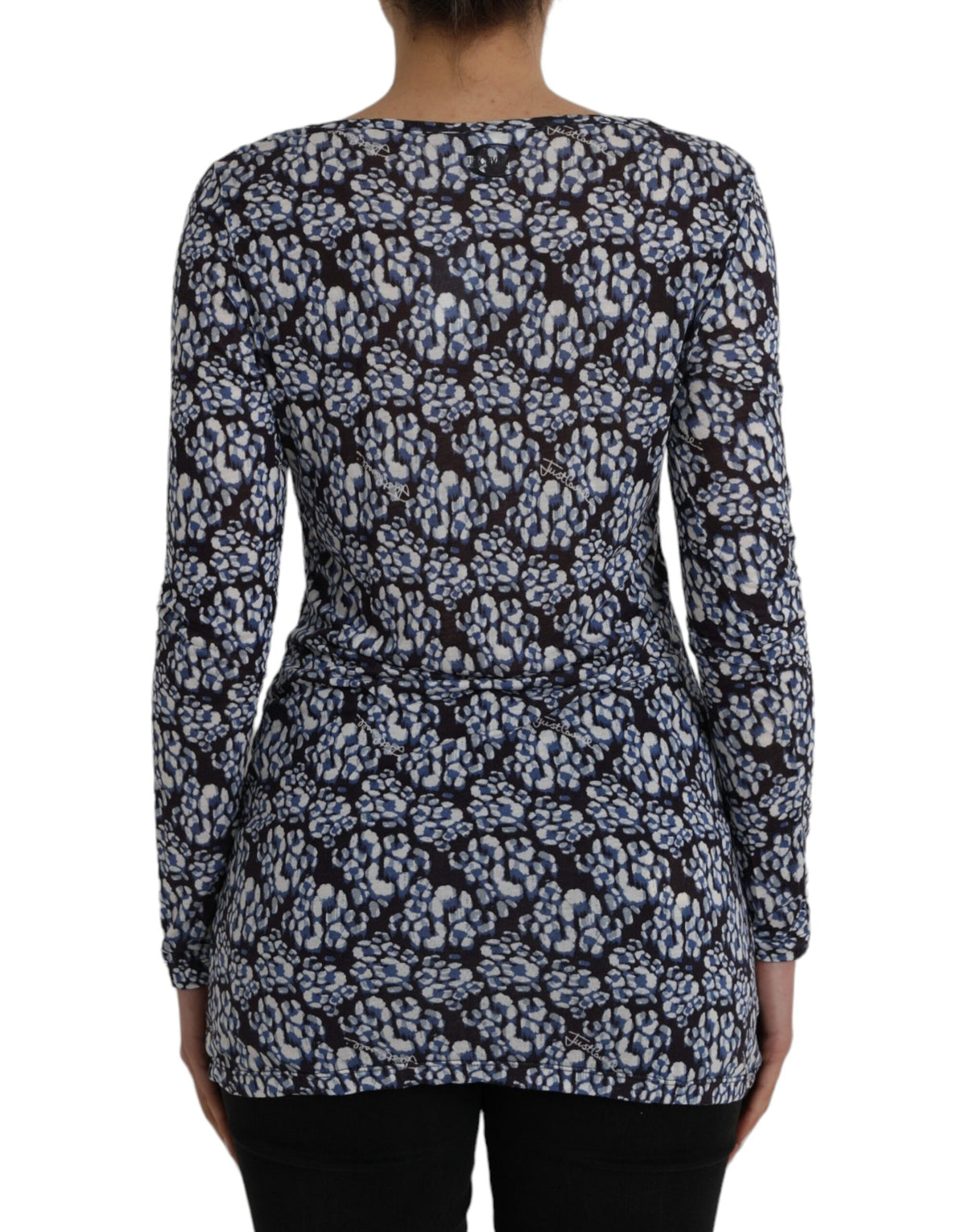 Just Cavalli Blue Floral Lace Long Sleeves Top