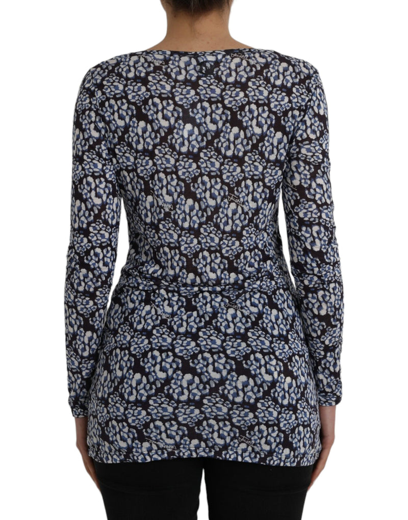 Just Cavalli Blue Floral Lace Long Sleeves Top