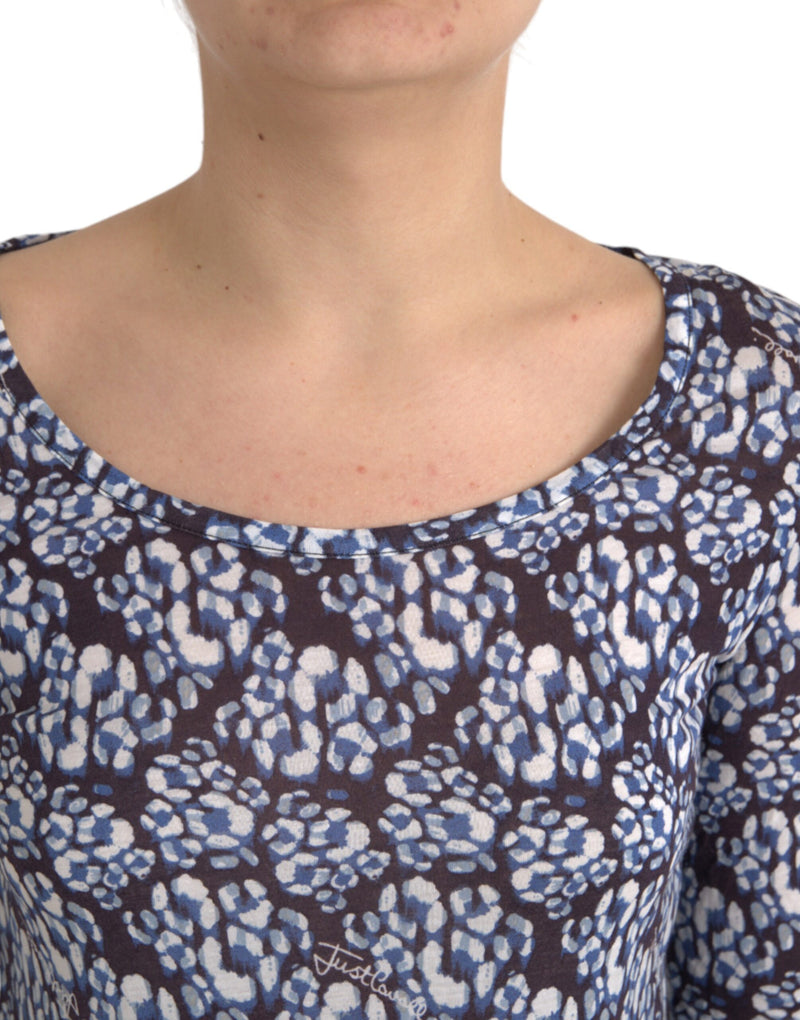 Just Cavalli Blue Floral Lace Long Sleeves Top