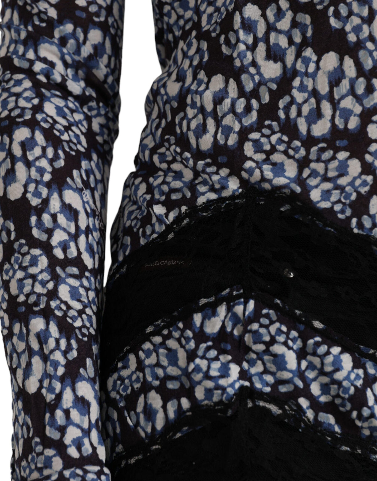 Just Cavalli Blue Floral Lace Long Sleeves Top