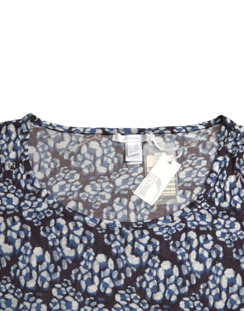 Just Cavalli Blue Floral Lace Long Sleeves Top