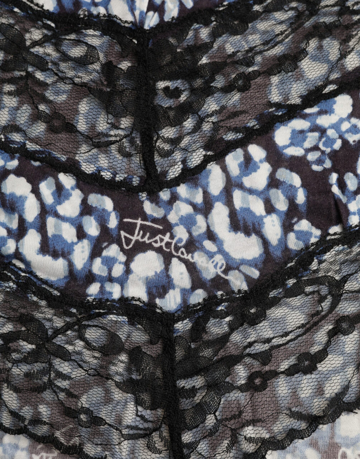 Just Cavalli Blue Floral Lace Long Sleeves Top
