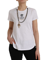 Dolce & Gabbana T-shirt en coton blanc avec collier
