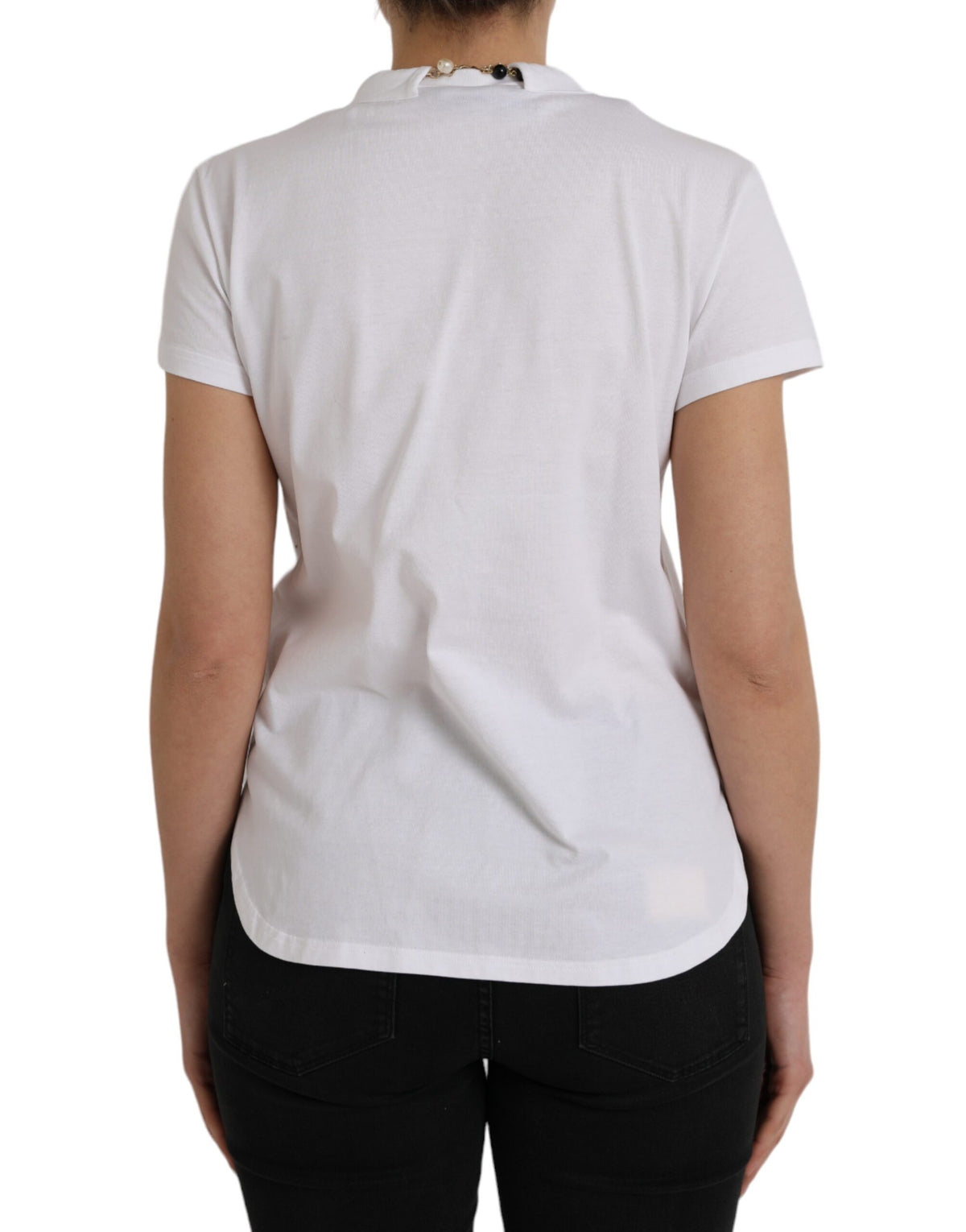 Dolce & Gabbana T-shirt en coton blanc avec collier