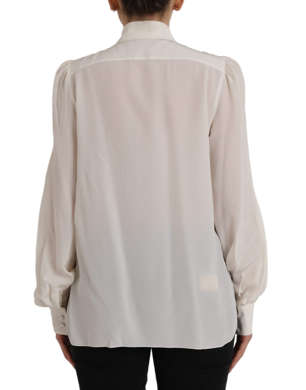 Dolce & Gabbana Blouse Femme Longue Manches Off White en Soie