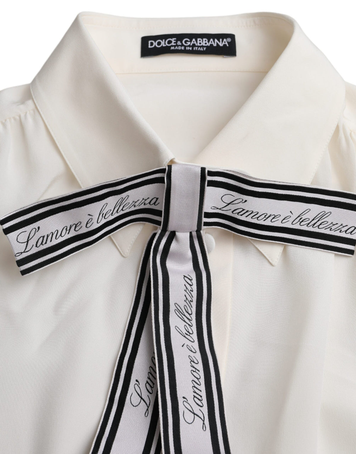 Dolce & Gabbana Blouse Femme Longue Manches Off White en Soie