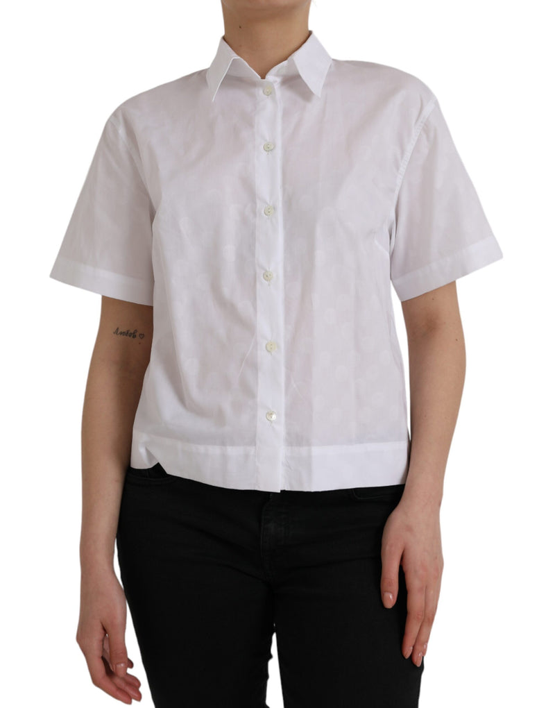 Dolce & Gabbana White Collared Short Sleeve Polo Shirt