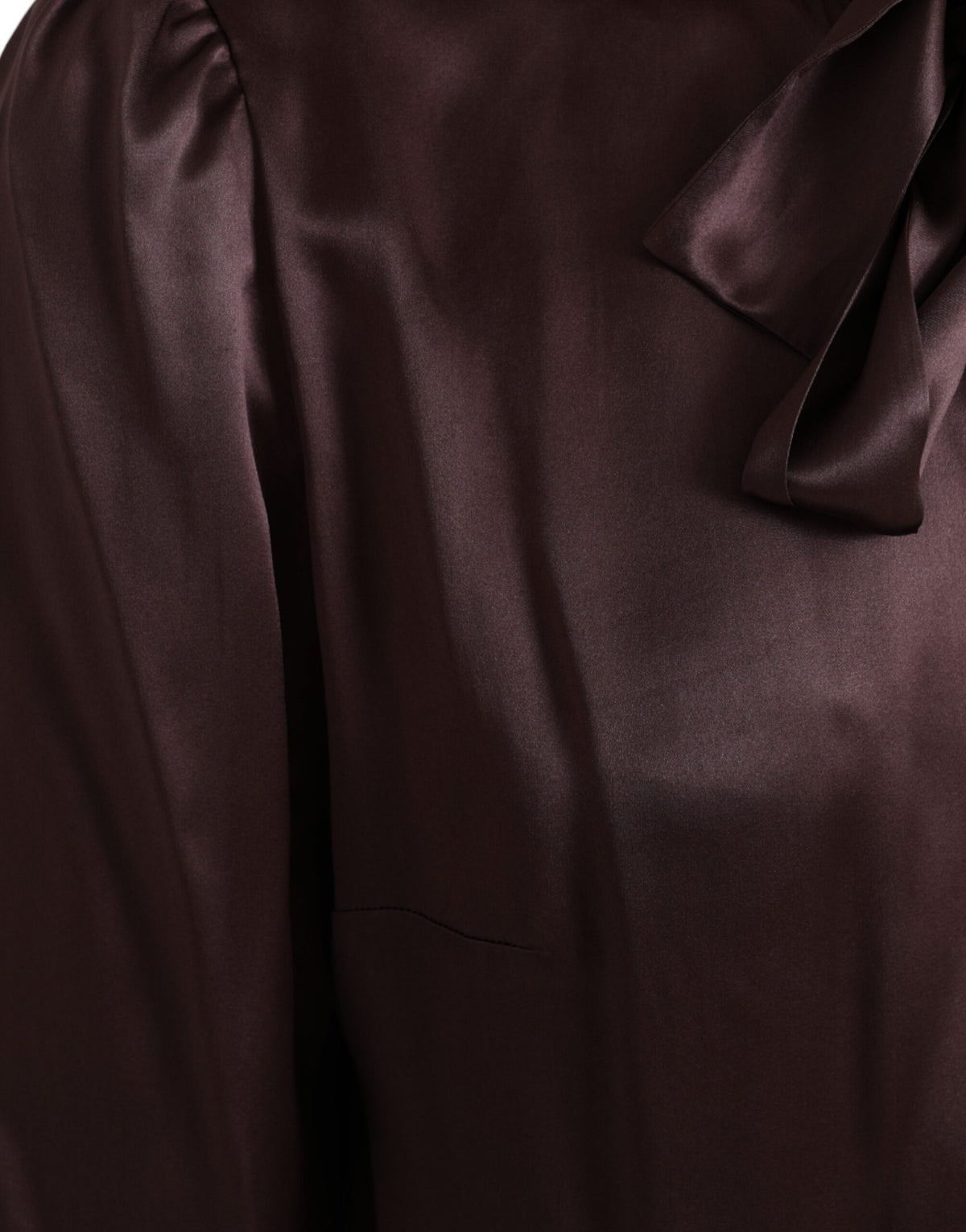 Dolce & Gabbana Brown Ascot Collar Long Sleeve Silk Blouse