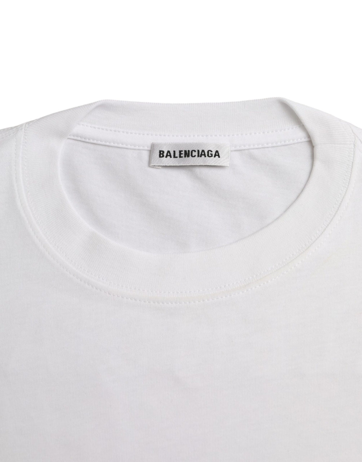 T-shirt Balenciaga Blanc en Coton à Col Rond et Manches Courtes