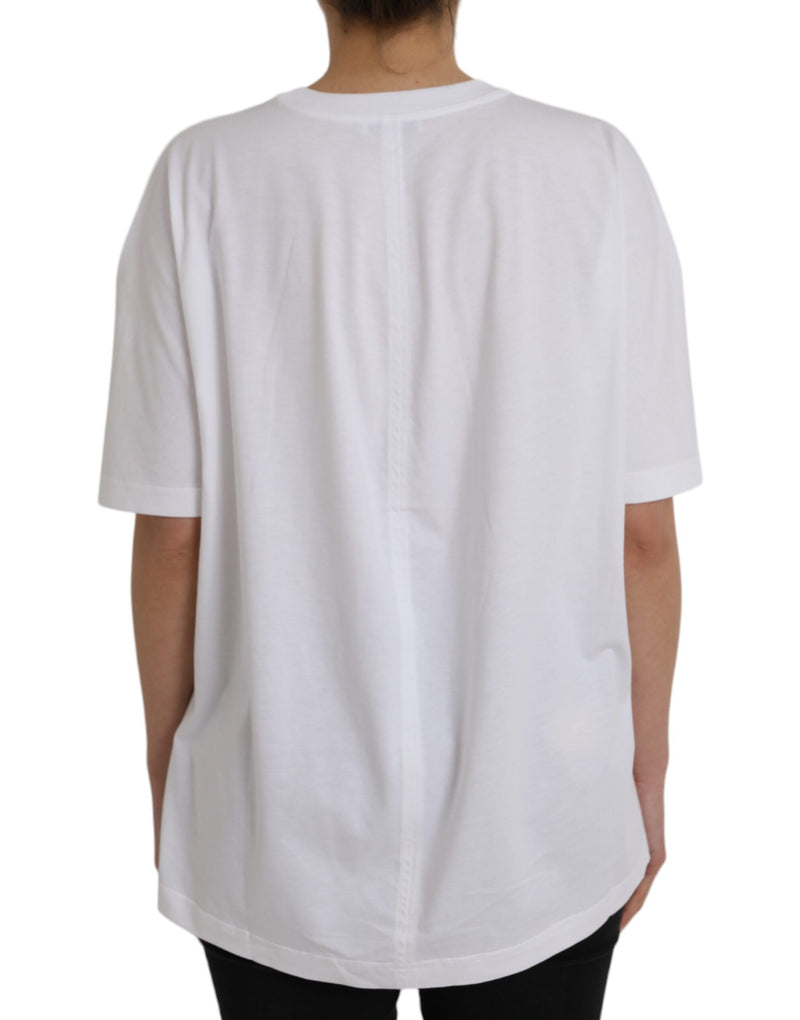 Balenciaga White Cotton Crew Neck T-Shirt with Short Sleeves