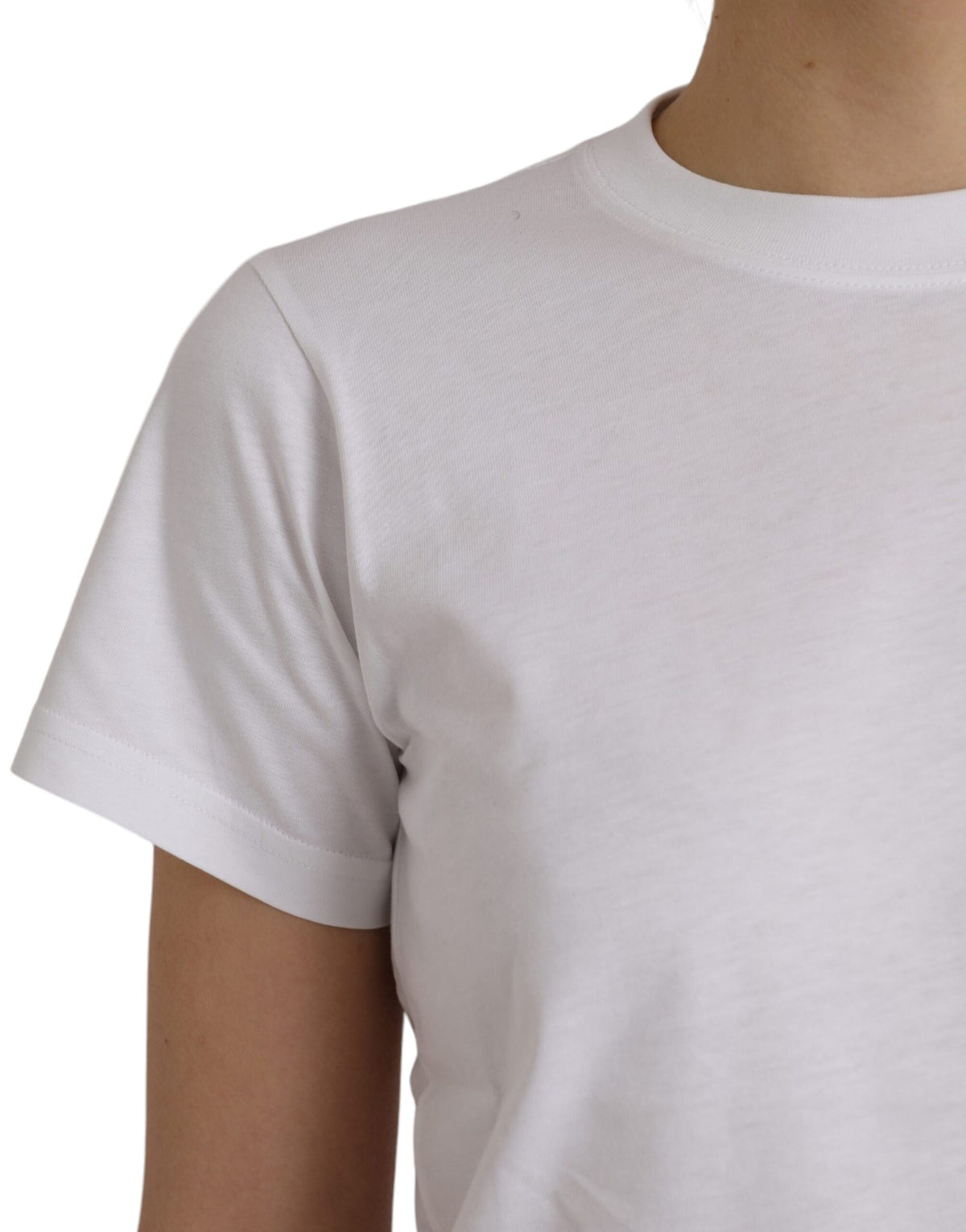 Balenciaga T-shirt Blanc en Coton à Col Rond et Manches Courtes