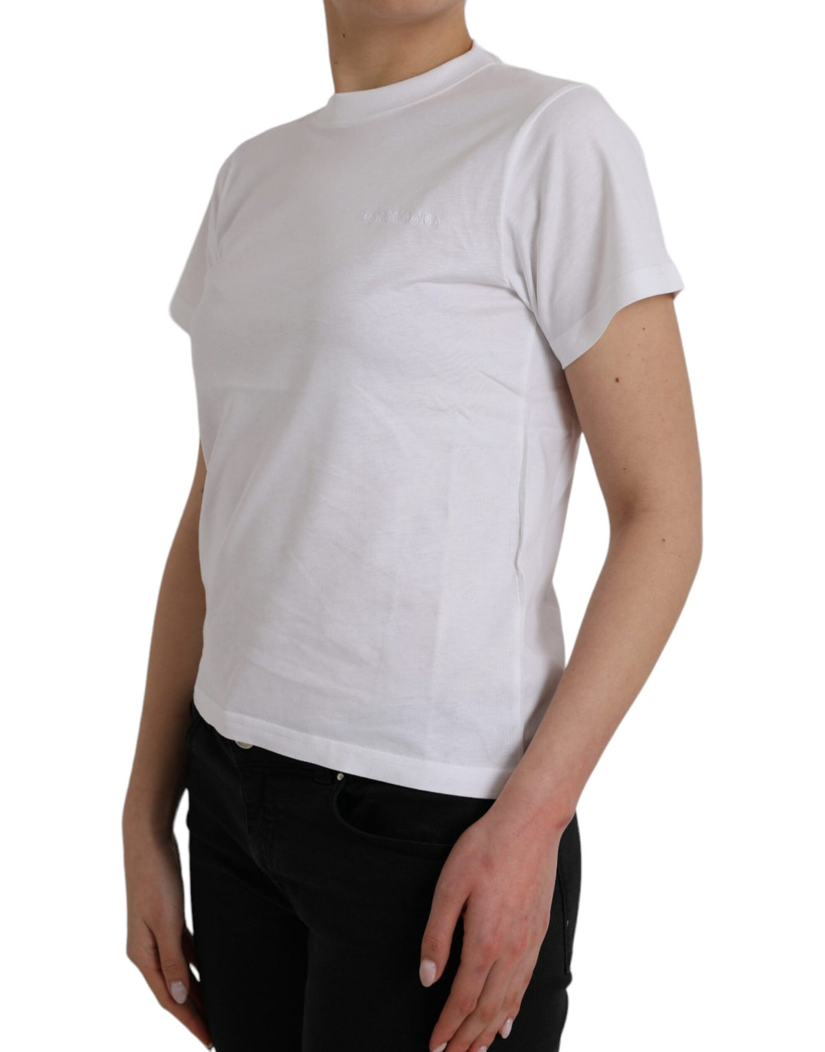 T-shirt Balenciaga Blanc en Coton à Col Rond et Manches Courtes