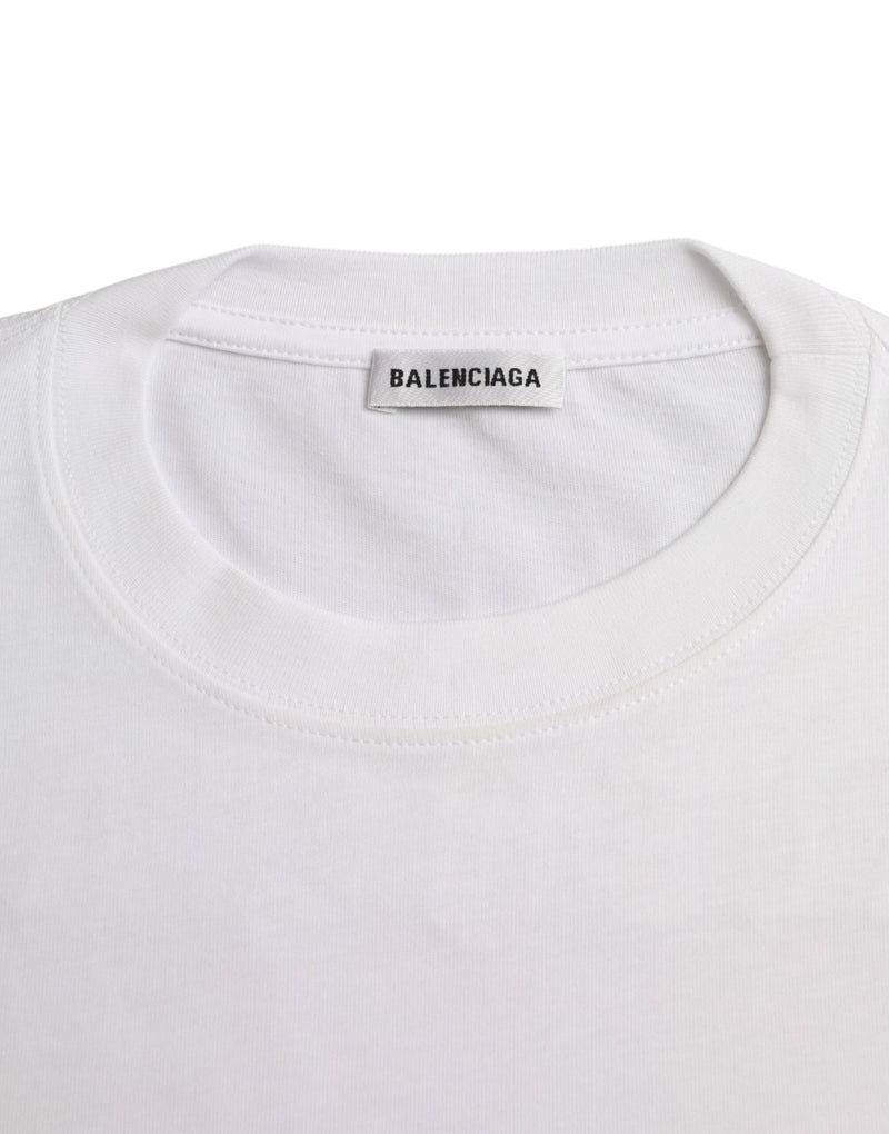 Balenciaga White Cotton Crew Neck T-Shirt for Women