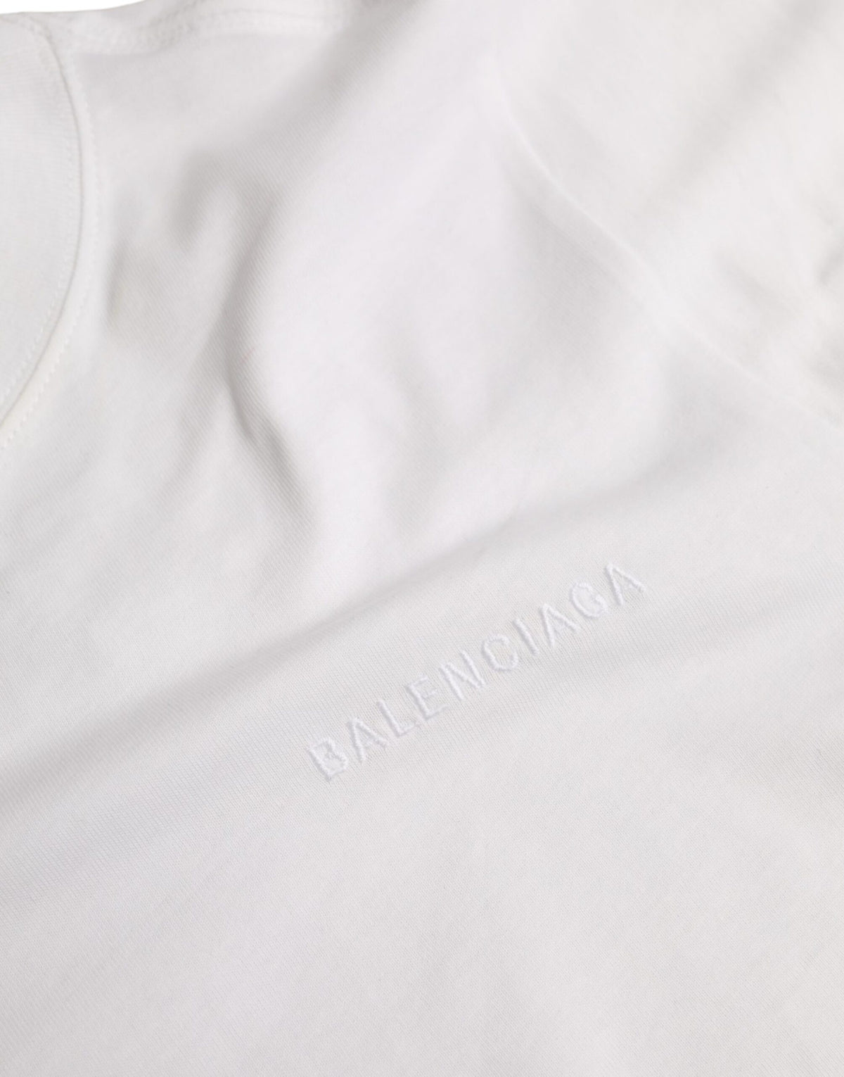 T-shirt Balenciaga Blanc en Coton à Col Rond et Manches Courtes