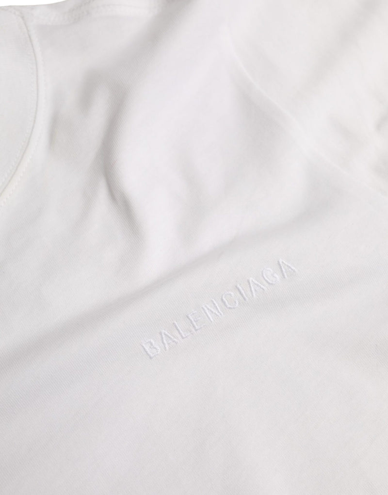 Balenciaga White Cotton Crew Neck T-Shirt for Women