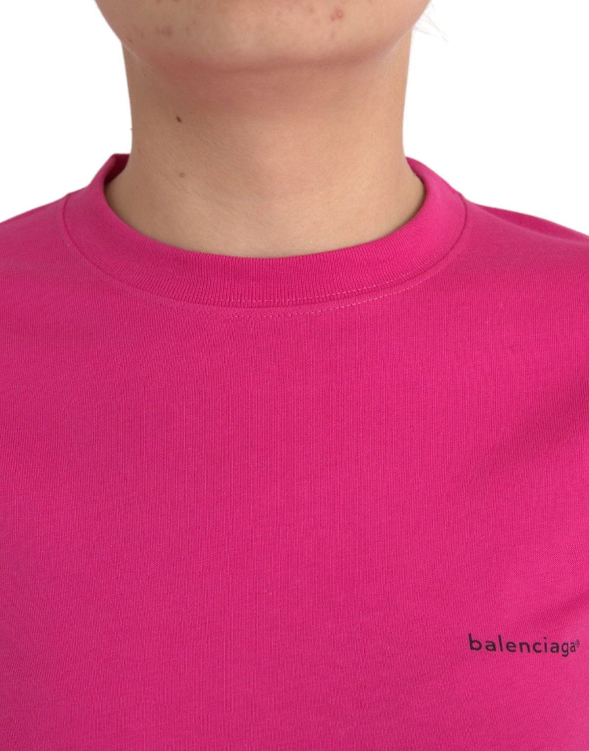 T-shirt Balenciaga Rose en Coton à Col Rond et Manches Courtes