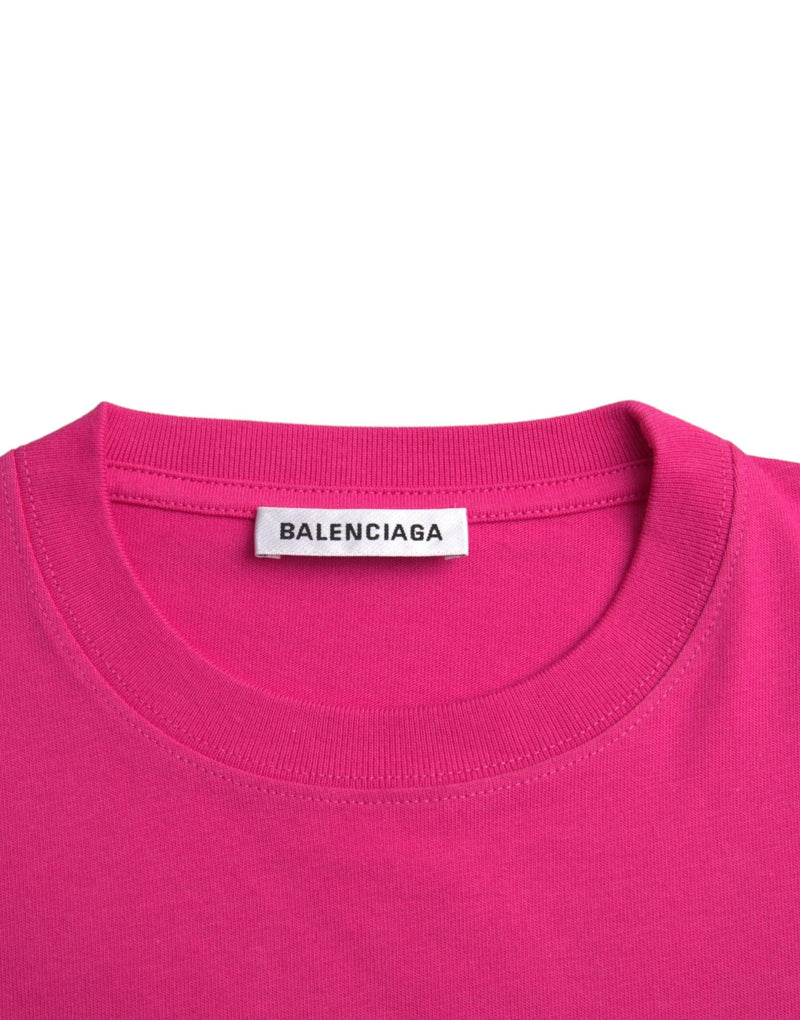 Balenciaga Pink Cotton Crew Neck Short Sleeves Tee Top