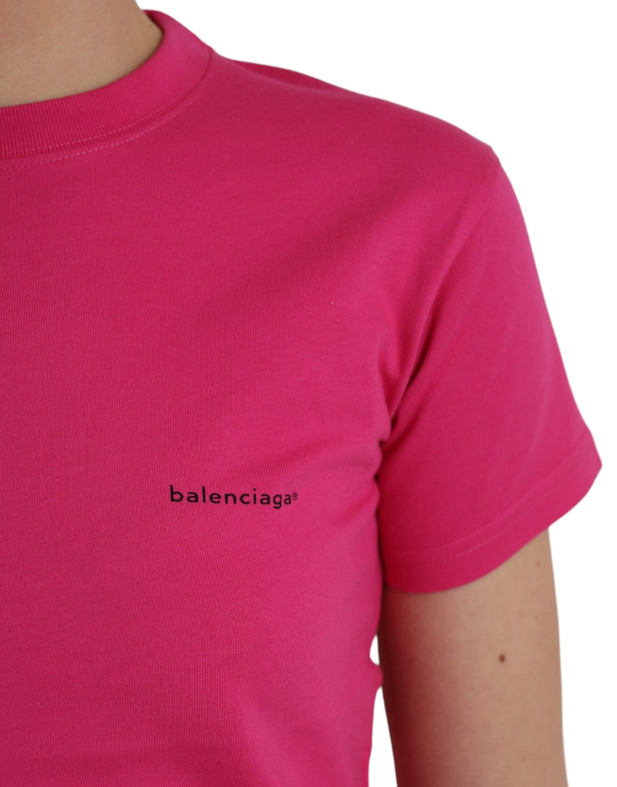 Balenciaga T-shirt en coton rose à col rond et manches courtes