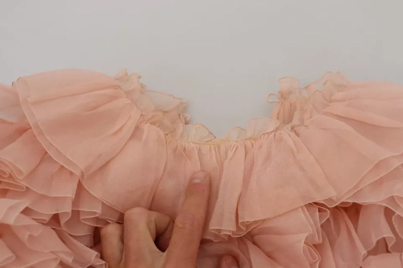 Dolce & Gabbana Pink Ruffled Long Sleeves Pullover Sweater