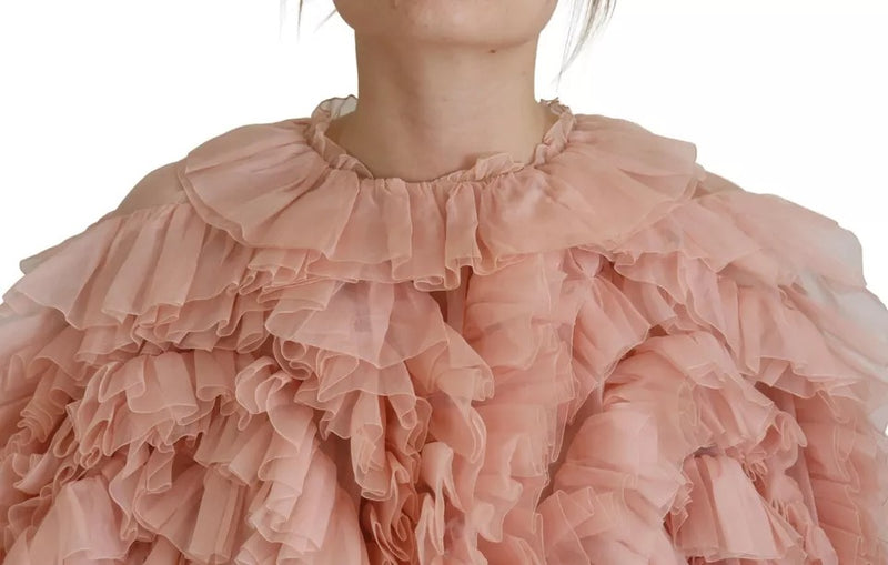 Dolce & Gabbana Pink Ruffled Long Sleeves Pullover Sweater