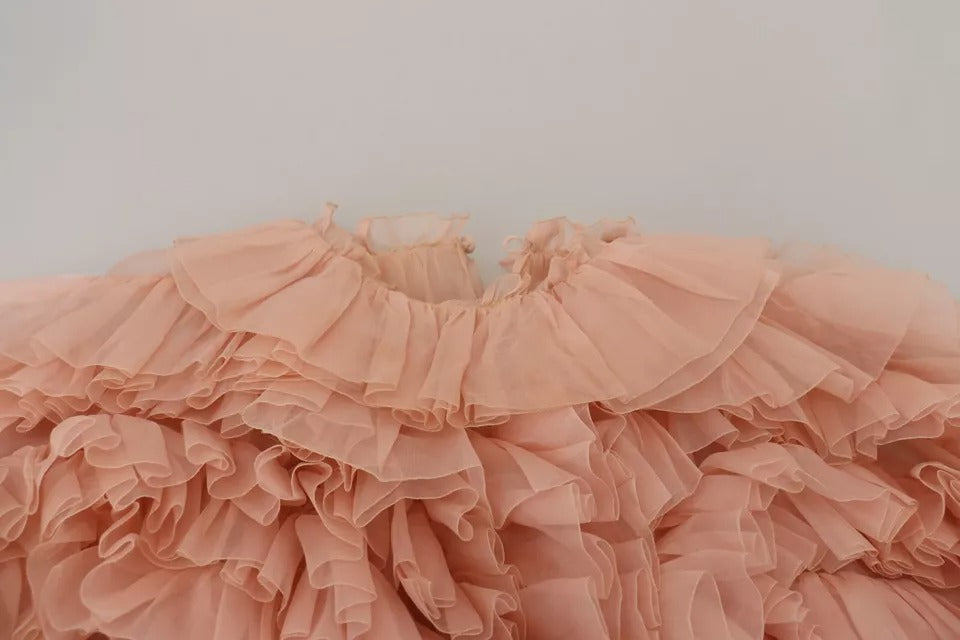 Dolce & Gabbana Pull Roulé Rose à Volants en Soie