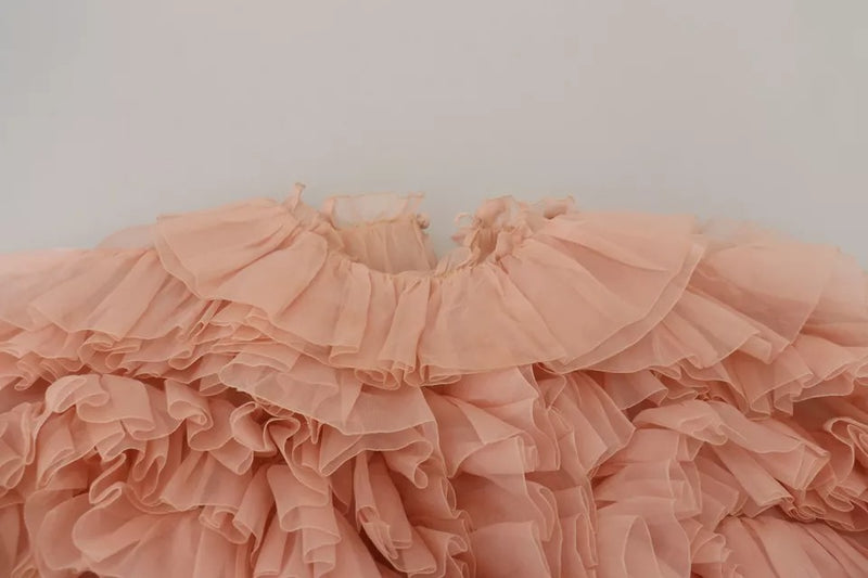 Dolce & Gabbana Pink Ruffled Long Sleeves Pullover Sweater