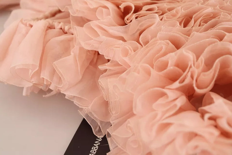 Dolce & Gabbana Pink Ruffled Long Sleeves Pullover Sweater