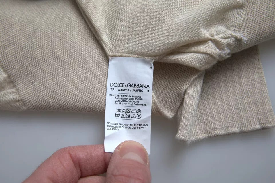 Pull col montant en cachemire beige de Dolce & Gabbana