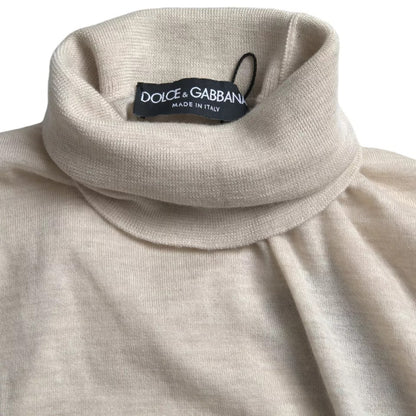 Pull col montant en cachemire beige de Dolce & Gabbana