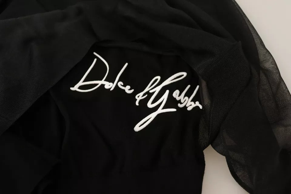 Pull en tricot à manches longues et col rond noir avec logo Dolce &amp; Gabbana