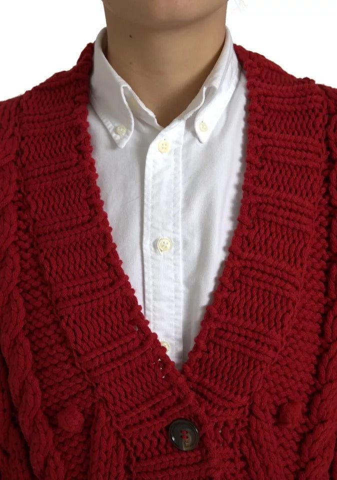 Dolce & Gabbana Cardigan en Laine Rouge à Boutons