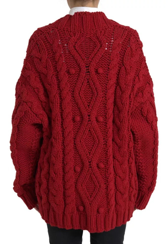 Dolce & Gabbana Cardigan en Laine Rouge à Boutons