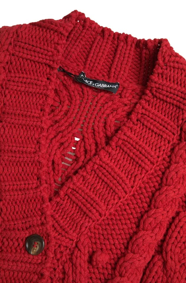 Dolce & Gabbana Cardigan en Laine Rouge à Boutons