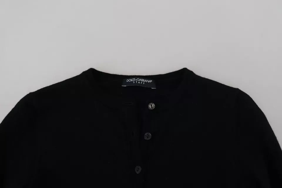 Dolce & Gabbana Black Button Down Slim Cardigan in Virgin Wool
