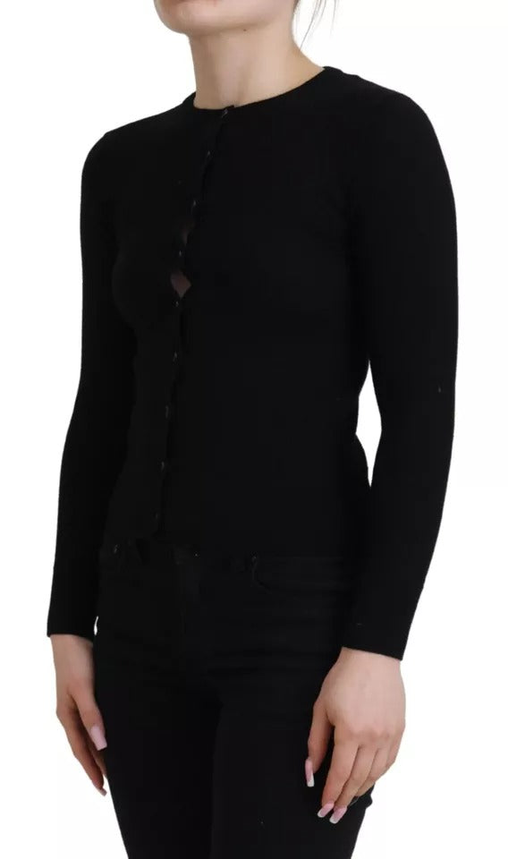 Dolce & Gabbana Black Button Down Slim Cardigan in Virgin Wool