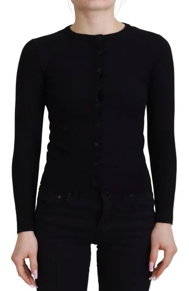 Dolce & Gabbana Black Button Down Slim Cardigan in Virgin Wool