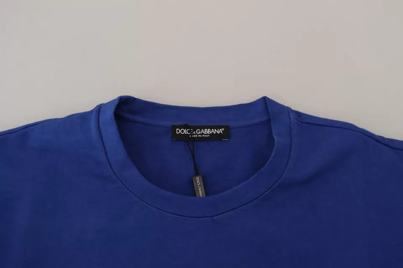Dolce & Gabbana T-shirt en coton bleu avec imprimé logo
