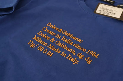 Dolce & Gabbana Blauw T-shirt van katoen met logo-print en ronde hals.