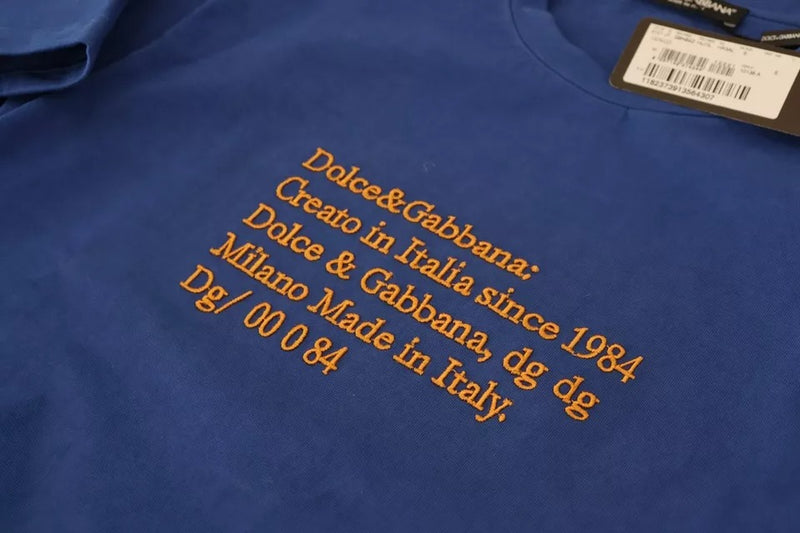 Dolce & Gabbana T-shirt en coton bleu avec imprimé logo