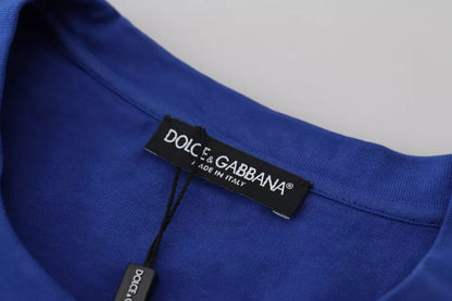 Dolce & Gabbana Blauw T-shirt van katoen met logo-print en ronde hals.