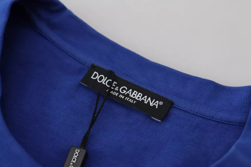 Dolce & Gabbana T-shirt en coton bleu avec imprimé logo