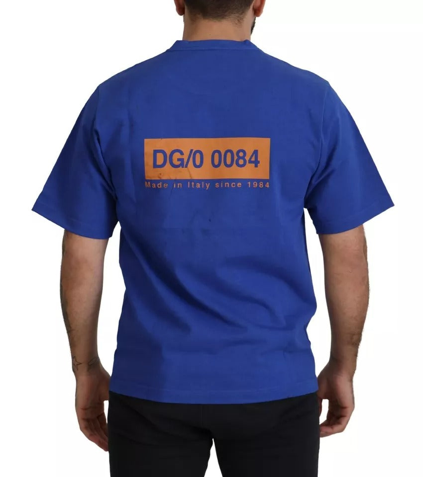 Dolce & Gabbana T-shirt en coton bleu avec imprimé logo