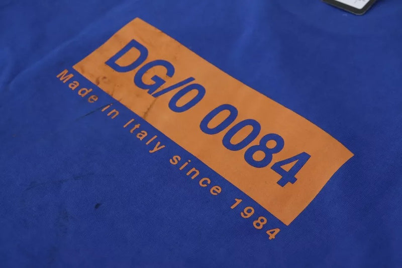 Dolce & Gabbana T-shirt en coton bleu avec imprimé logo