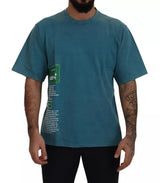 T-shirt en coton à col rond avec imprimé du logo bleu de Dolce &amp; Gabbana
