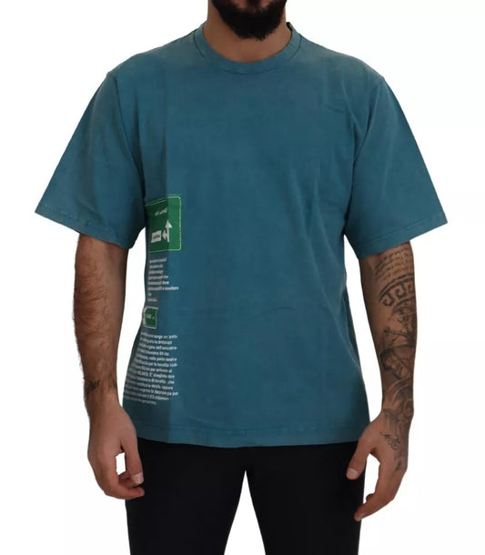 Dolce & Gabbana Blauw T-shirt met logo print en ronde hals, gemaakt van katoen
